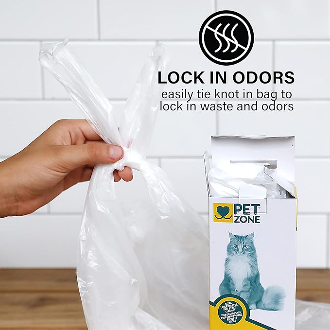 Pet Zone Universal No-Touch Cat Litter Bags & Waste Bag (Pet Waste Bag Great for Cat Litter Boxes) 12 Pack