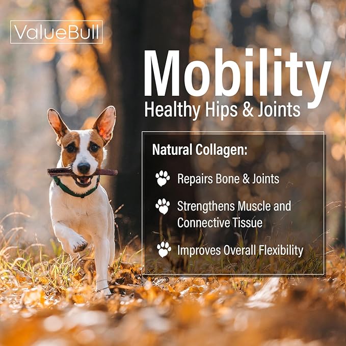 ValueBull Collagen Sticks for Dogs, Varied Shape & Size Chews, Natural Long-Lasting Dog Treats, 2 Pound - Supports Joints, Skin & Coat with Chondroitin & Glucosamine