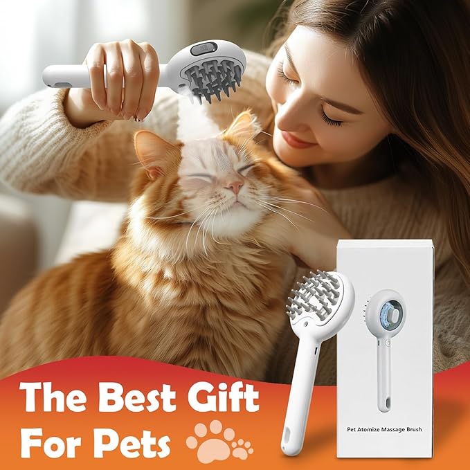 Cat Brushes for Indoor Cat, 6 in 1 Pet Steam Brush for Dog Cats Grooming Kit Supplies Hair Grooming for Long Short Hair Cats Dogs Massage & 2 Water Spray Modes Shedding Brush