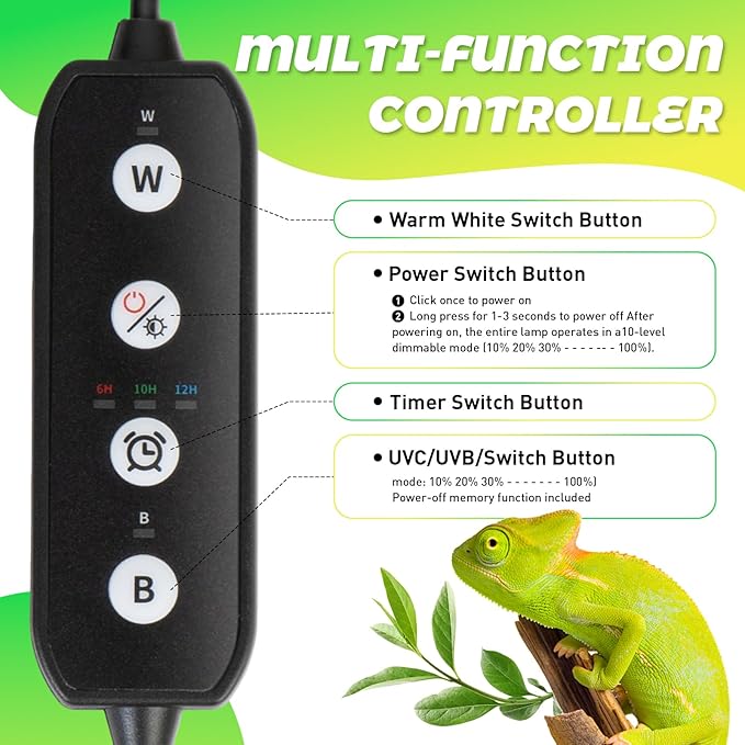 UVB Light for Reptiles,Dimmable Brightness LED Reptile UVB Lamp,Adjustable 6/10/12-Hour Cycles, 9W 5INCH Reptile UVB Light Bar for Bearded Dragon,Gecko,Turtle,Snake,Lizard