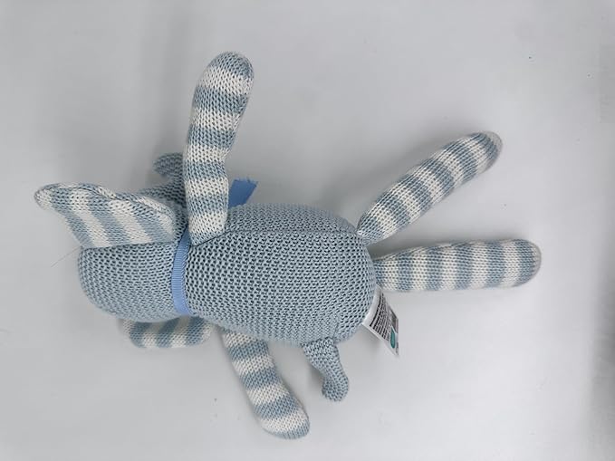 100% Organic Cotton Baby Elephant Stuffed Animal 7.1" | Blue Soft Toy for Newborn