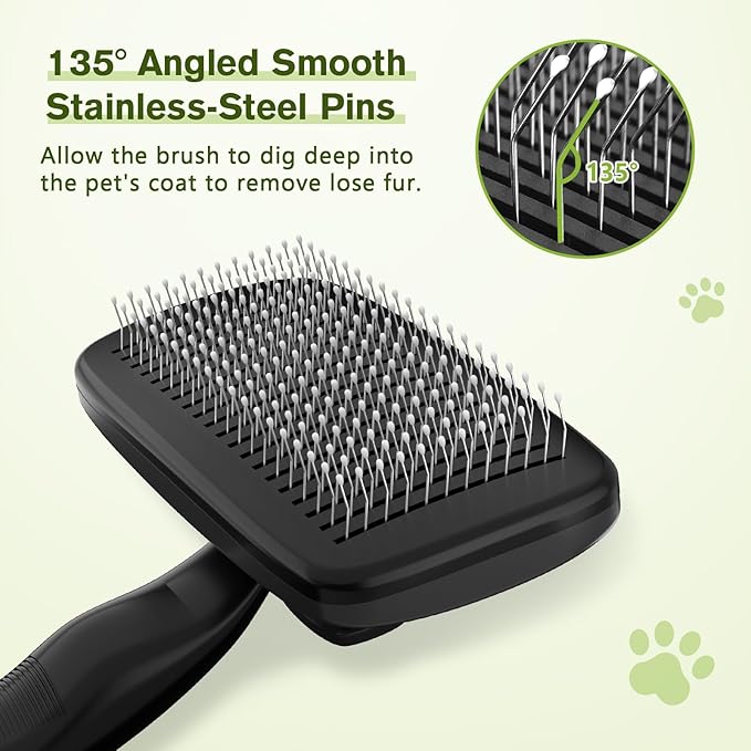 Pecute Self-Cleaning Slicker Brush for Dogs, Cats, Lightweight Dog Brush for Shedding Massaging Grooming, Cat Brush Gently Removes Loose Fur Undercoat for Small Dogs Cats Rabbits of All Hair Types