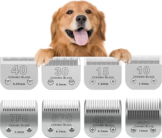 8 Pack Detachable Pet Dog Grooming Replacement Ceramic Blades Set Compatible with Andis Pet Clipper/Oster A5/Wahl KM10 Series Dog Clipper