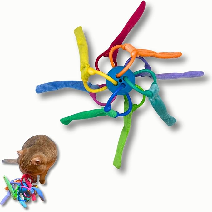 Catnip Sepak Takraw Toy with Crackle Paper Colorful Self-Entertainment Durable Chew Toy