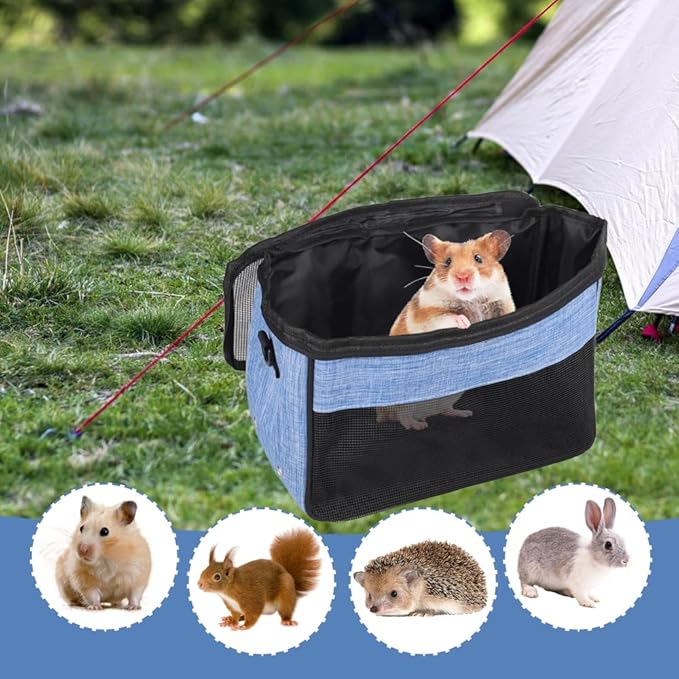 DONGKER Guinea Pig Travel Carrier Bag,Foldable Hamster Outgoing Shoulder Bag with Detachable Adjustable Shoulder Strap for Hamster Ferret Squirrel Chinchilla Rabbit