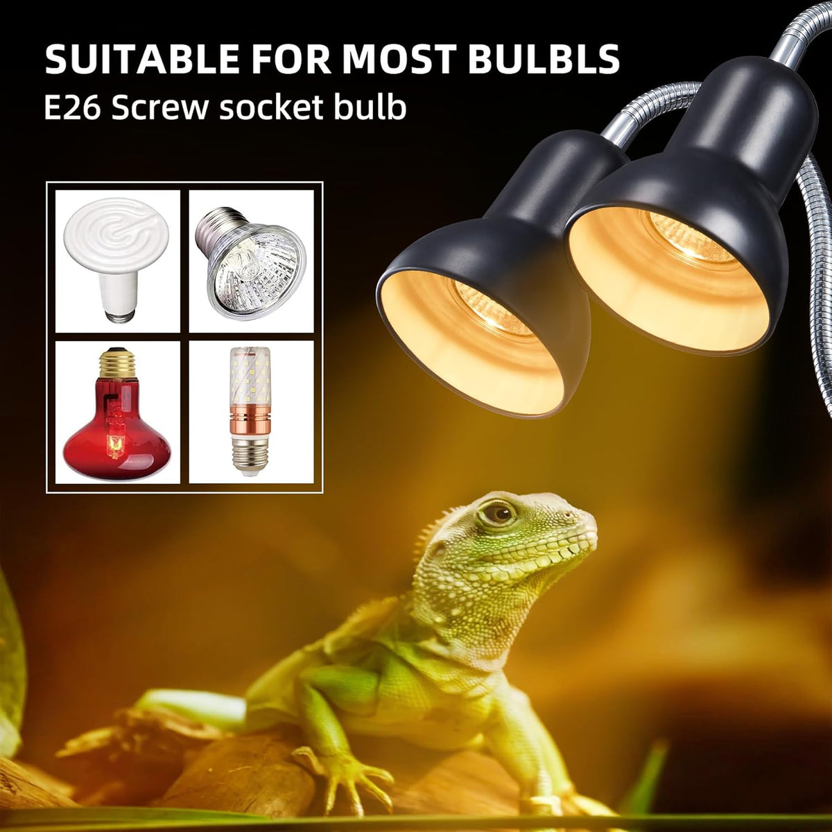 50W Reptile Heat Lamp Bulbs - UVA UVB Bulbs- Light Turtle Heat Lamp for Reptiles and Amphibian Tanks, Terrariums and Cages - 110V Turtle Reptile Heat Bulbs with E26 Screw Cap Base 2-Pack