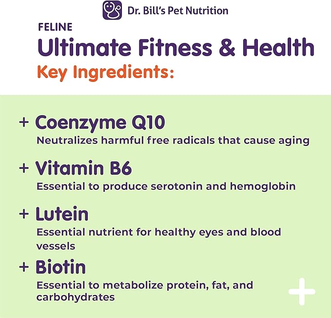 Dr. Bill’s Feline Ultimate Fitness & Health | Cat Multivitamin Powder - Daily Supplement | Weight Control, Joint, Brain, Heart & Immune Support | Omega 3s, Collagen, B Vitamins, Taurine, Amino Acids