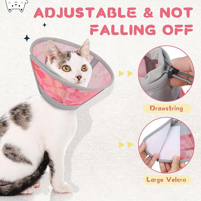 Supet Cat Cone Collar After Surgery, Soft Mesh Recovery Collar for Cats to Stop Licking and Scratching, Plastic Cone Alternative for Small Dogs, Medium, Large Cats