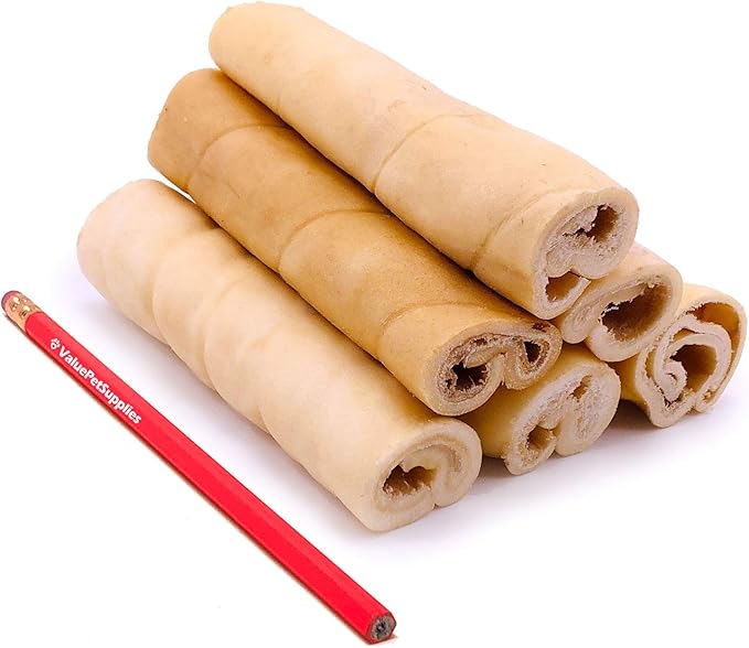 ValueBull Beef Cheek Rolls, Long Lasting Dog Chews, Jumbo 5-6 Inch, 50 Count Bulk Pack - Long Lasting Dog Chews, Rich in Collagen, Single Ingredient, Cleans Teeth