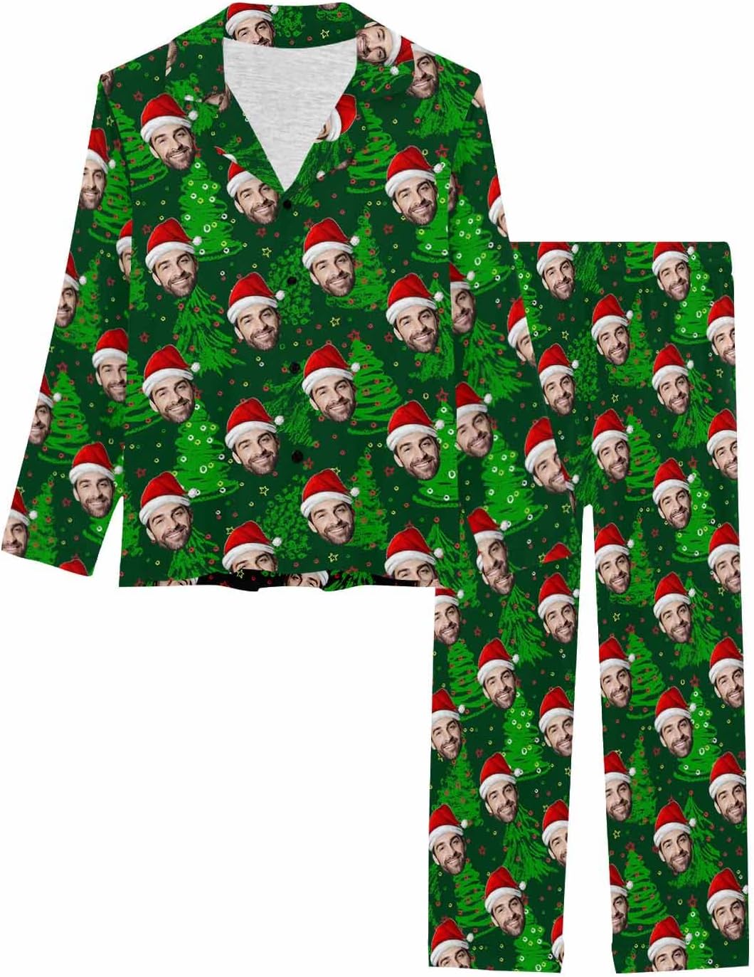 MyPupSocks Custom Face Pajamas for Women Set, Personalized Photo Long Sleepwear XS-XXL