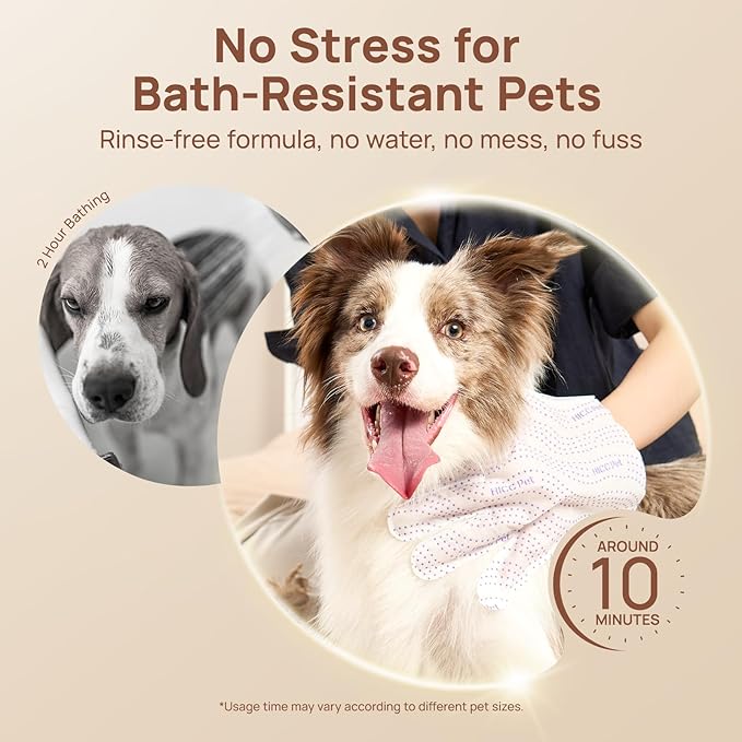 HICC PET Glove Wipes Pro – Pet Cleaning Gloves for Dogs & Cats – Infused with Coconut Oil & Plant Extracts – Hypoallergenic, Gentle, Spa-Like Care at Home