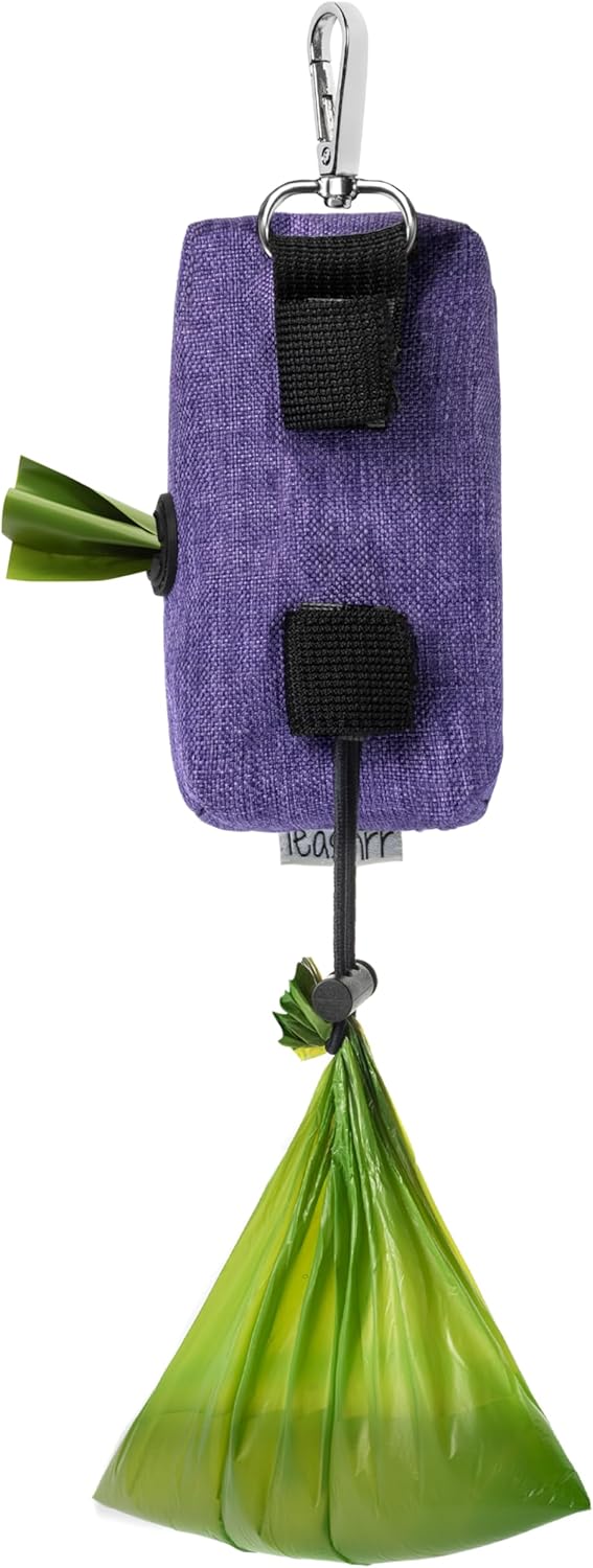 Dog Poop Bag Holder for Leashes - Dog Poop Bag Dispenser and Treat Holder with 2 Waterproof Pouches for Pet Waste Bags and Walking Accessories + 1 Free Roll - Leashrr 2.0 (Black)