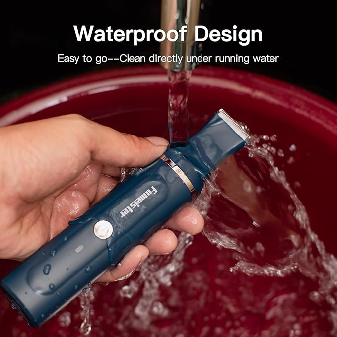 Dog Clippers for Grooming, Cordless Waterproof Dog Hair Trimmer with Type-C Charging, Low Noise for Trimming Cats & Dogs' Specific Areas Around Paws, Eyes & More (Blue)