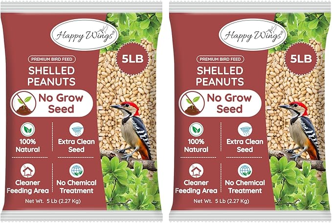 Shelled Peanuts Seeds Combo Wild Bird Food - 10 Pounds- 5 Pounds Combo Pack of 2 I No Grow Seed I Bird Food for Wild Birds