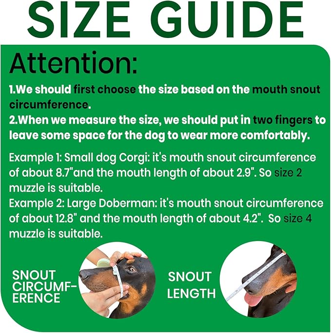 Dog Muzzle, Basket Muzzle for Small Medium Large Dogs, Anti-Biting and Chewing, Lightweight & Sturdy Cage Design, Allows Panting & Drinking, Ideal for Grooming & Training(Green Size L)