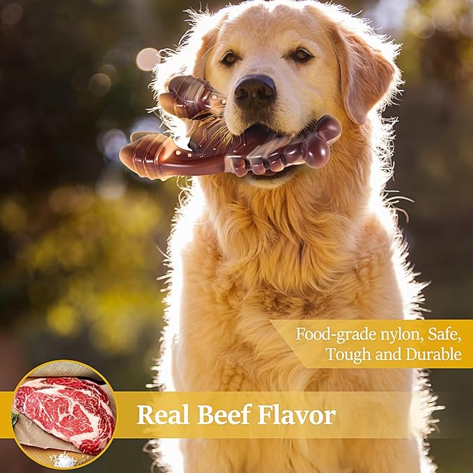 NEZIN Dog Chew Toys, Indestructible Dog Toys for Aggressive Chewers, Tough Dog Toys, Durable Dog Chew Toys for Large Medium Breed, Interactive Dog Toys with Real Beef Flavor (Lobster)