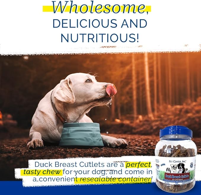 PCI Pet Center, Inc. Duck Breast Cutlets for Dogs - 100% Natural Dog Treats - Premium Quality, Single Ingredient Raw Dehydrated Chews - USA Made - No Additives - Delicious, Healthy Snack - 1lb