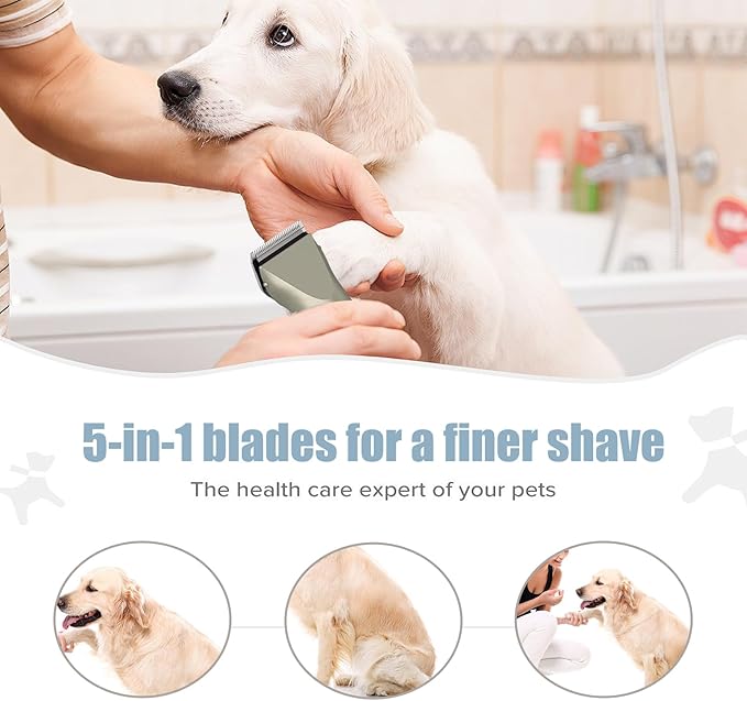 5 in 1 Fine Replacement Blades Compatible with Wahl Bravura Clipper Chromado，Creativa，Figura Dog Clippers for Dogs Grooming （for Larger Animals）