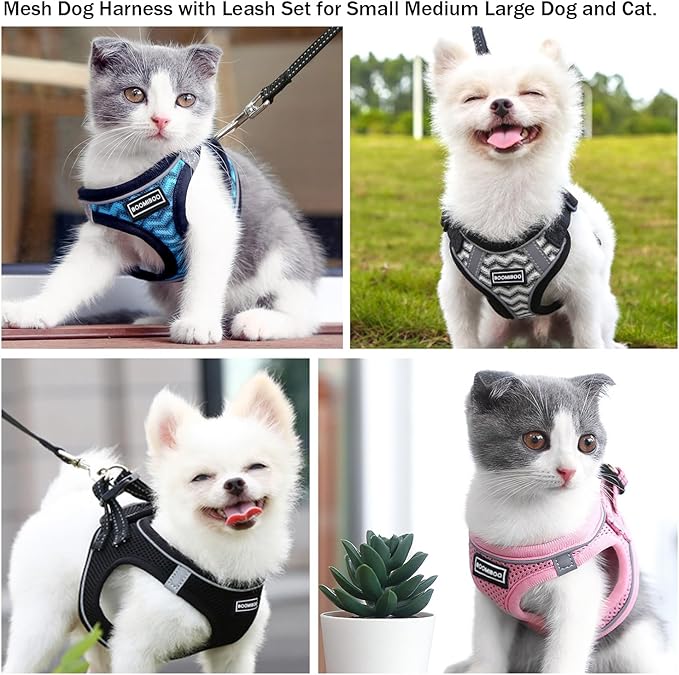 Dog Harness with Leash Set, No Pull Adjustable Reflective Step-in Puppy Pet Vest Harnesses for Small Medium Large Dogs and Cats,Purple M