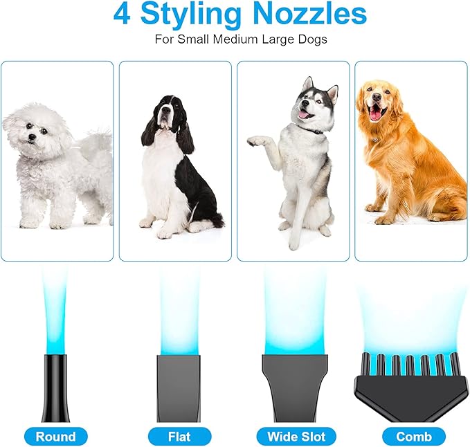 Professional Dog Grooming Dryer with Heater, 5.2HP High-Power Dog Blower, Variable Speed Adjustable, Low Noise Pet Hair Dryer for All Breeds(Purple)