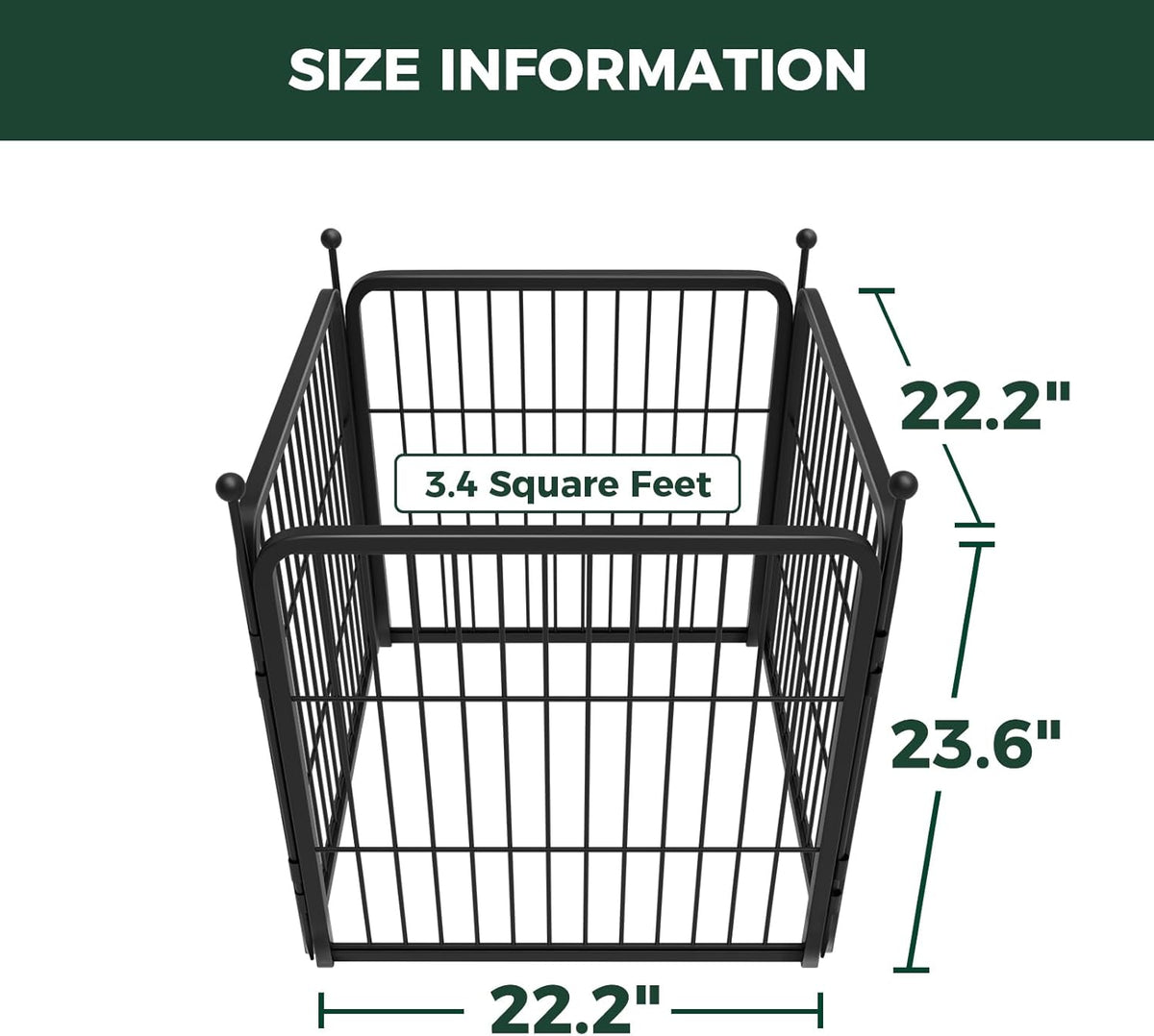 FXW Rollick Unleashed Dog Playpen for Indoor, Yard, RV Camping, 24 inch 4 Panels for Small and Puppy Dogs, Black│Patented