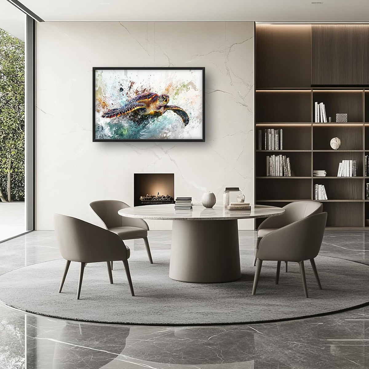 Extra Large Framed Sea Turtle Wall Art,Oversized Abstract Colorful Sea Nautical Wall Decor Pictures for Living Room,Canvas Print Painting Modern Artwork Bedroom Office Bathroom Home Decor 36L x24W