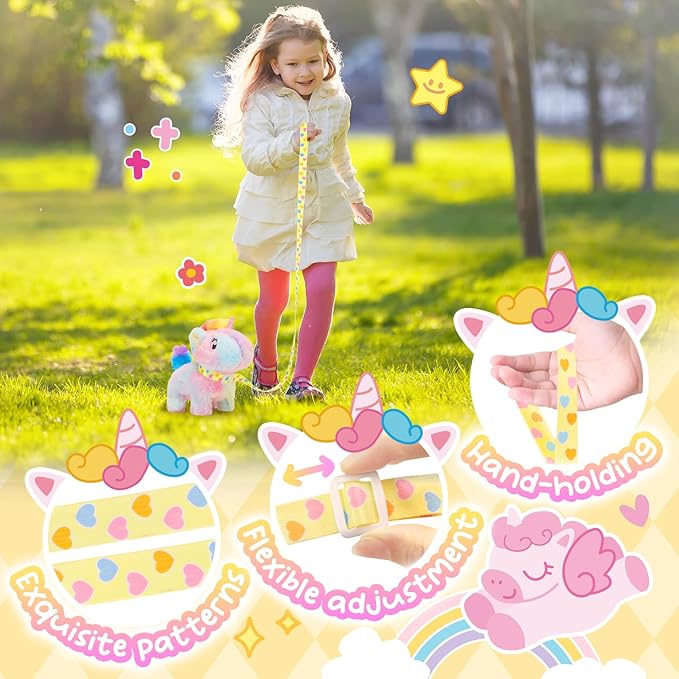 Tagitary Plush Toy Unicorn Stuffed Toys for Kids with Sounds,Walking,Tail Wagging and Head Nodding,Interactive Unicorn Toy for Kids with Leash,Christmas Birthday Gift for Toddlers Kids