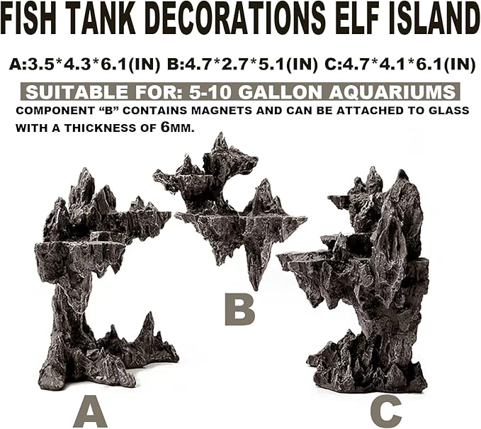 Fish Tank Decor Rocks.Aquarium Decoration Model.Easy and Quick Solution for Aquascaping.(Elf Island)