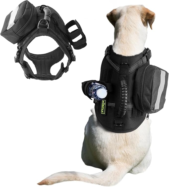 Tactical Dog Harness with Reflective Material, Adjustable Heavy-Duty No Pull Harness, Tear-Resistant Dog Tactical Vest with Handle, Breathable Outdoor Gear for Training, Hiking, Walking, Black M