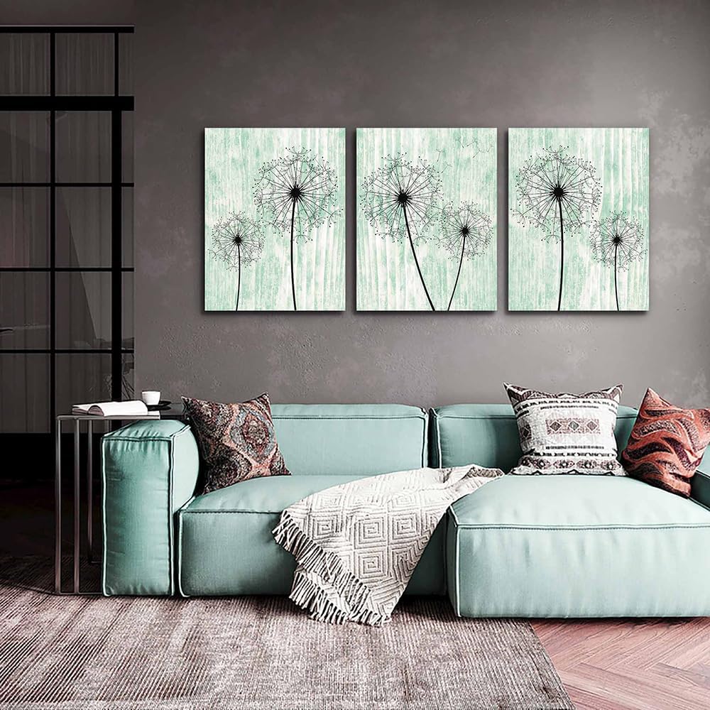 Light Green Background Dandelion Canvas Wall Art Paintings For Living Room Large Size Wall Artworks Bedroom Decoration 3 Piece Framed Office Wall Decor Canvas Print Posters Kitchen Home Decoration