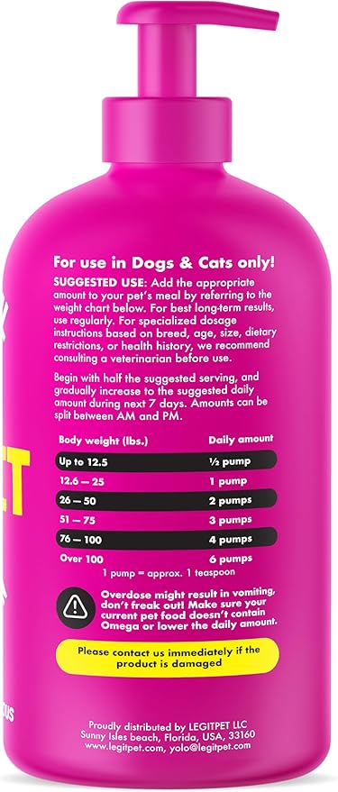 Wild Alaskan Salmon Oil for Dogs & Cats - Pure Fish Omega 3 6 9 Liquid EPA DHA Fatty Acids - Skin & Coat Supplement - Supports Joint Function, Brain, Eye, Immune & Heart Health - Made in USA 32 oz
