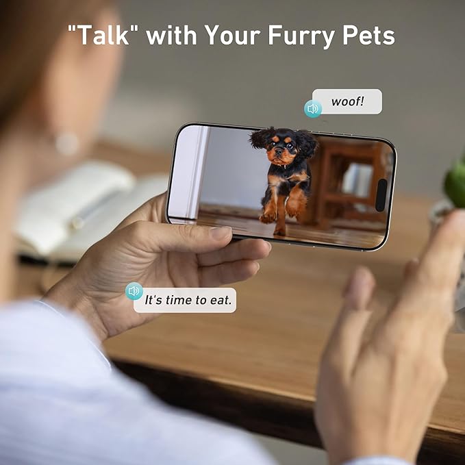 Automatic Dog & Cat Feeder with Camera & WiFi – 8L/34 Cups, 1080P Night Vision, 2.4 & 5G WiFi, 2-Way Talk, 10s Voice Recording, Timed Food Dispenser, Up to 99 Portions, 15 Meals Per Day