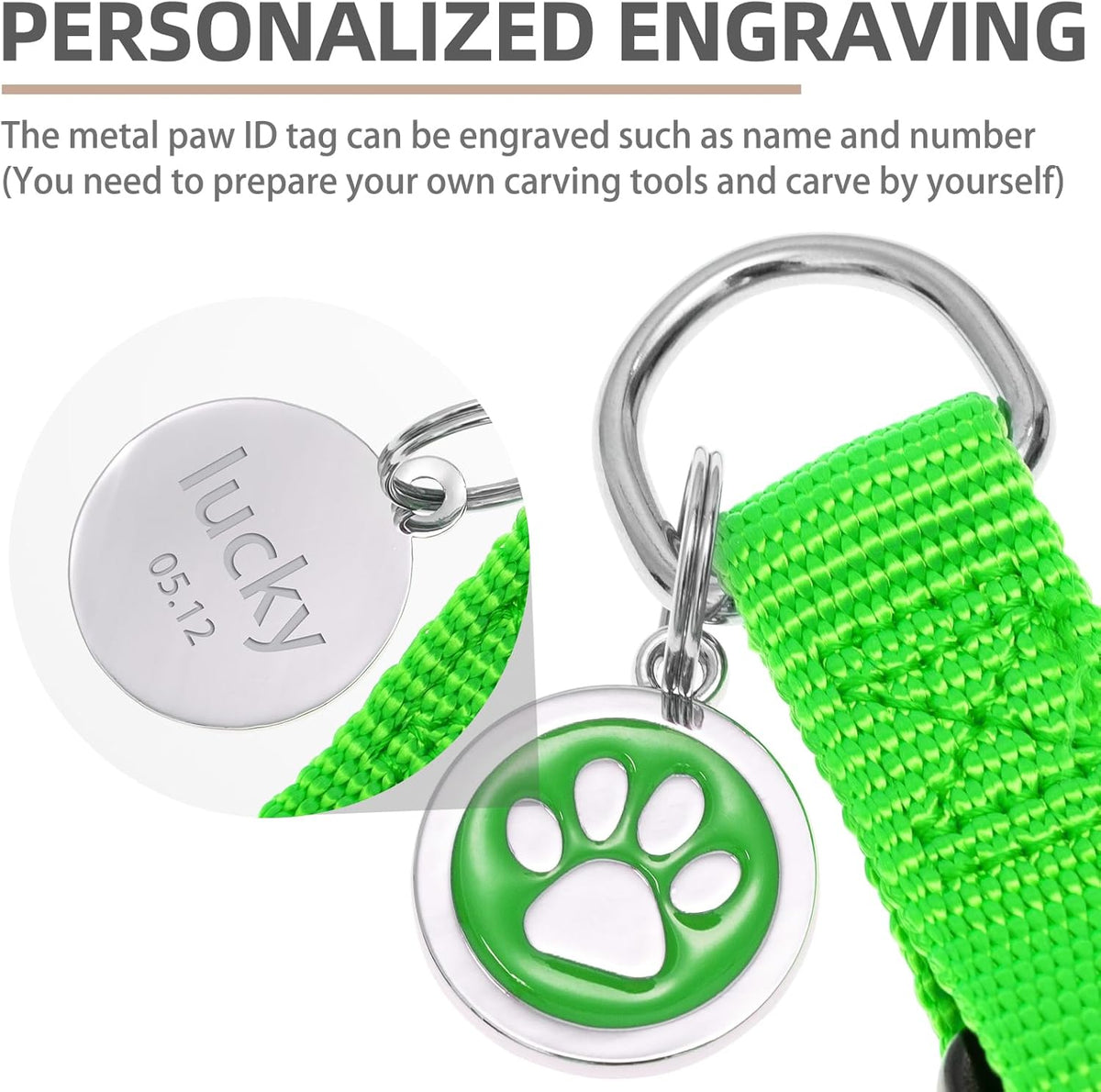 PUPTECK No Pull Dog Harness Soft Adjustable Basic Nylon Step in Puppy Vest Outdoor Walking with ID Tag, Green, XS
