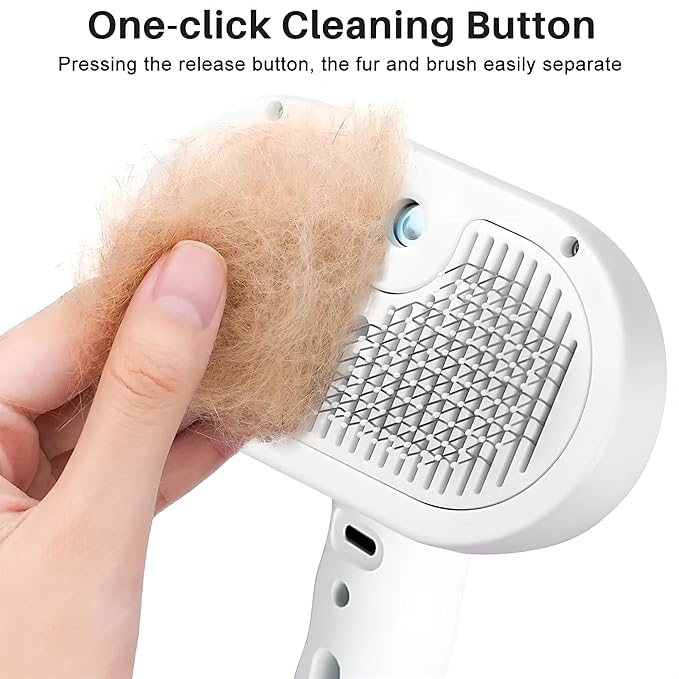 4 in 1 Cat Steam Brush: steam brush for cats, Grooming, Shedding, Mist Spray, Hair Removal Comb & Massager, USB Rechargeable Self Cleaning cat steam brushes for indoor cats - Pink