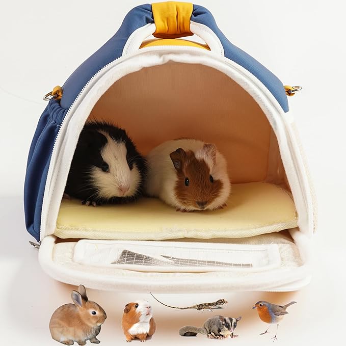 ABLAZEZAI Guinea Pig Carrier, Small Animal Snake Travel Bag, Breathable Outdoor Portable Pouch for Chinchilla Hamster Bird Bunny Hedgehog Sugar Glider Gerbil (Orange)