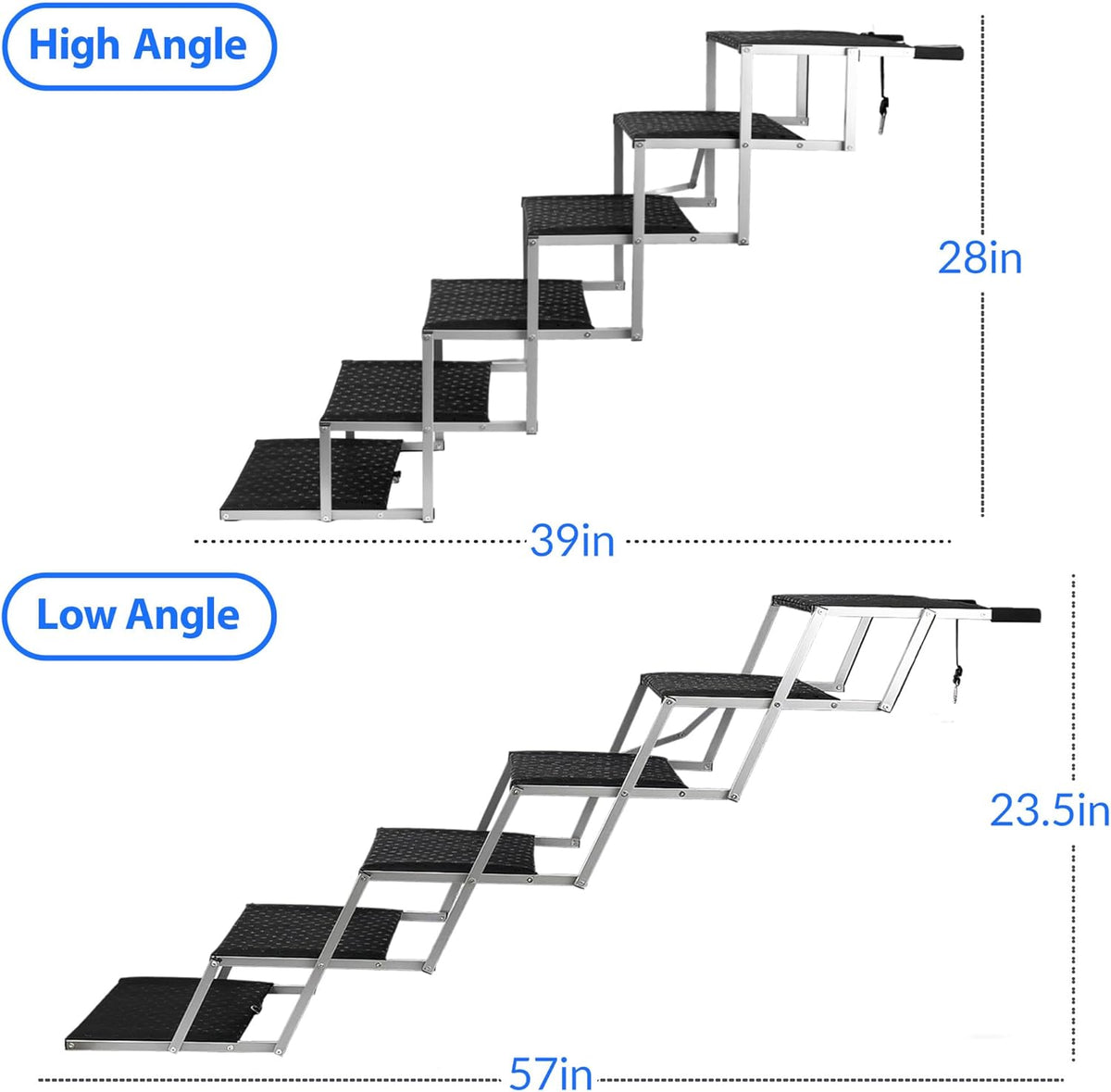 Niubya Dog Ramps for Cars, Portable Folding Dog Stairs for Cars, SUV, Trucks, Lightweight Pet Ramp for Large Dogs with Non-Slip Surface, Reinforced Pet Steps Supports Up to 200 lb, 6 Steps