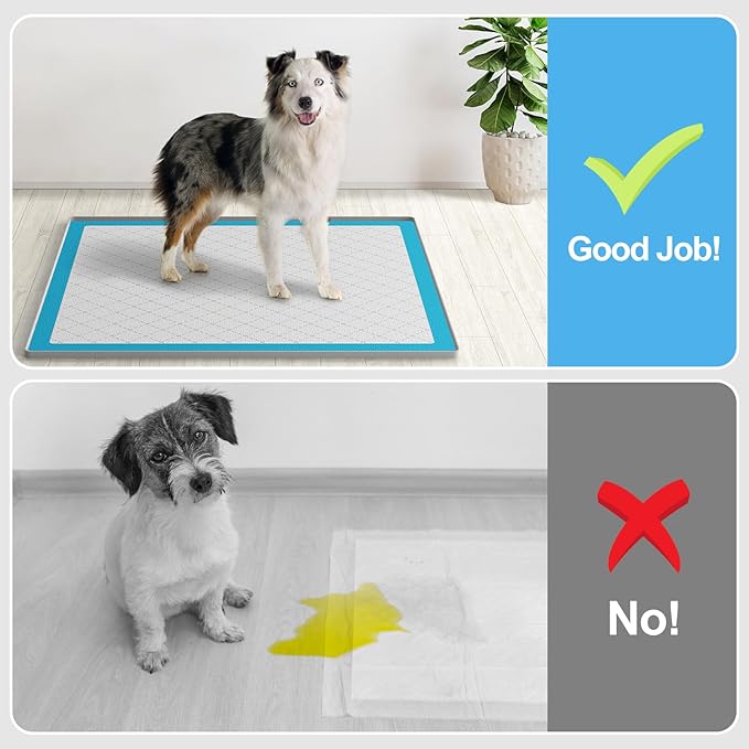 Pee Pad Holder for Dogs,Silicone Dog Puppy Pad Holder, 34 x 28 No Spill Raised Lip High Edge,Portable, Leak-Proof Mat Holder for Dog Training Pads,Square Potty Trays for Home Floor Protection