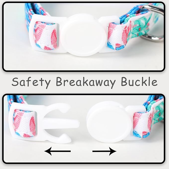 Unique style paws 2 Pack Kitten Collar Breakaway with Bell & Pendant, Adjustable Safety Cat Cotton Collars for Girl Boy Cats and Small Pets