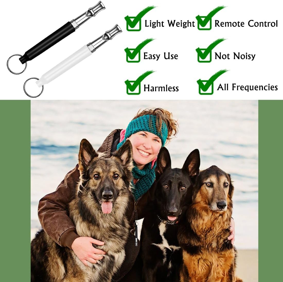 Dog Whistle - Stop Barking Neighbors Dog, Ultra-Wide Frequency Ultrasonic Silent Dog Whistle for Dog, 2 Pack Professional Recall Dog Training Whistles
