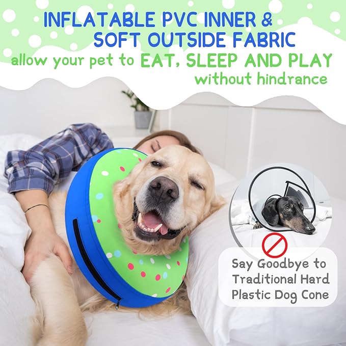 Supet Inflatable Dog Cone Collar Alternative After Surgery, Doggie Neck Donut Collar Recovery ECollar for Post Surgery, Soft Dog Cone for Small Medium Puppies Cats