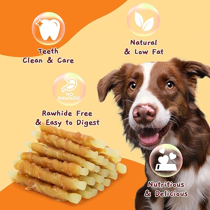Jungle Calling Rawhide Free Treats for Dogs, Chicken Wrapped Cod Sticks Dog Treats, Soft Chewy Snacks for Training Rewards, 10.6 oz (Chicken)