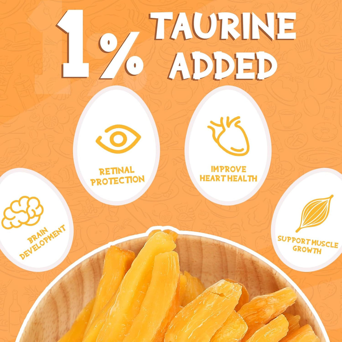 PAWUP Sweet Potatoes Strips Dog Treats - Single Ingredient Soft Chews w/Taurine, Chewy Sticks for Small & Medium Dogs, Easy to Digest, 12.5oz