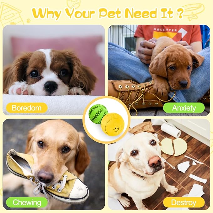 Dog Puzzle Toy 2 Pack, HIPPIH Interactive Dog Toys for Treat Dispensing, Durable Puppy Toys for Teething Small Dogs, Dog Treat Ball for Teeth / Slow Feeder/ IQ Training/ Playing