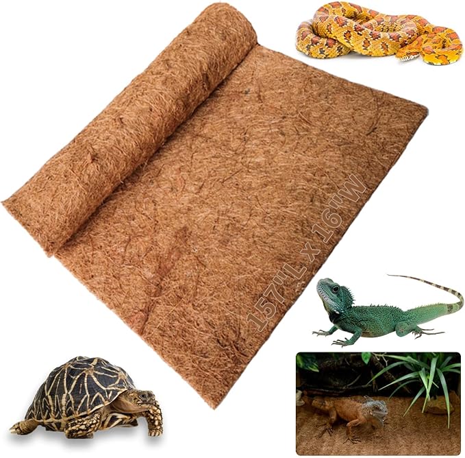 Hamiledyi Reptile Carpet 157" L x 16" W Natural Coconut Fiber Tortoise Carpet Mat for Pet Terrarium Liner Reptile Supplies for Lizard Snake Chameleon Turtle Bedding Bunny Rabbit Mat
