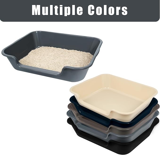 2 Pack of Extra Large Cat Litter Box (ABS Material), Low Entry Senior Litter Pen for Geriatric Kitty Big Cats, Jumbo Pet Safe Litter Boxes Tray for Pets Potty (Light Blue, 20" L x 15.5" W)