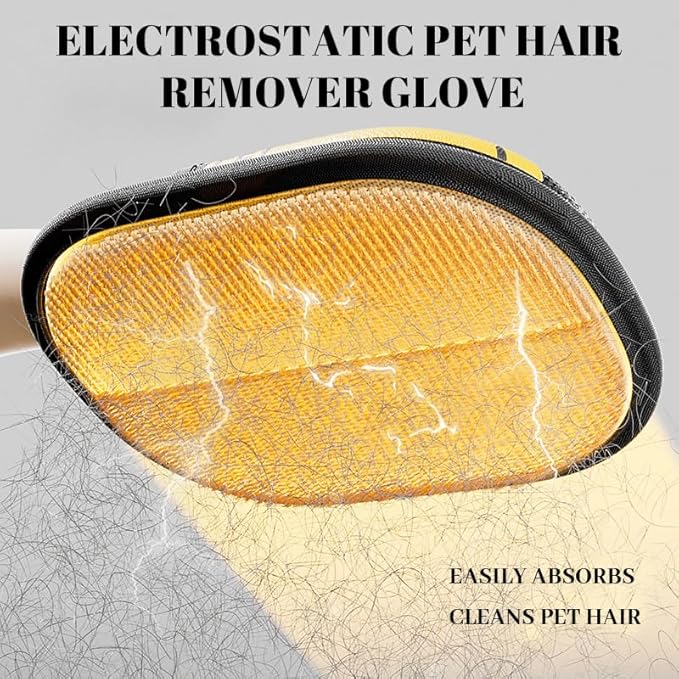 Pet Hair Removal Gloves, Pet Grooming Gloves, Electrostatic Pet Hair Remover Glove for Cats & Dogs, Washable Reusable Pets Hair Remover Tool for Clothing, Furniture, Couch, Car Seat, Curtain (2)