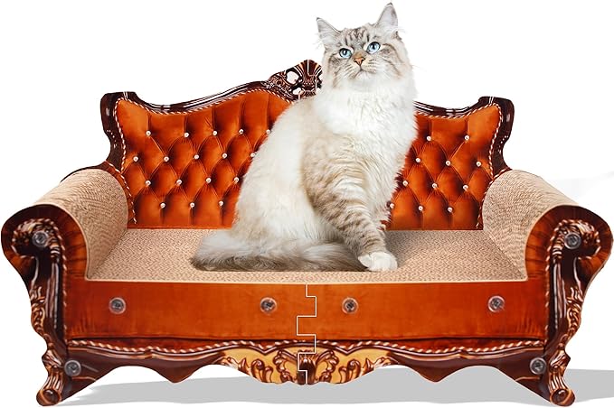 Sofa Shaped Scratching Couch,Thick Scratching Cardboard, Lounge Bed for Indoor Rest&Play, Sofa Scratcher Pad (21.2" L X 12.2 "W X 11.8" H)