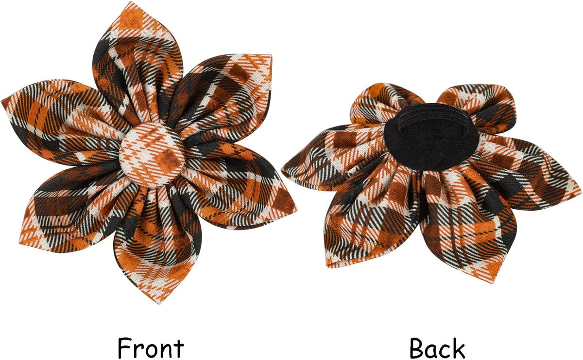 Lionet Paws Dog Collar with Flower - Cute Cotton Adjustable Flower Dog Collar with Metal Buckle for Large Dog Girl Gift, L, Neck 16-24in