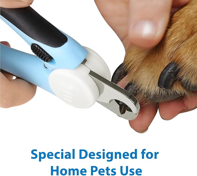 Flexzion Dog Cat Nail Clipper and Trimmer, Pet Toe Claw Scissor Grooming Tool with Stainless Steel Blades File Easy Grip Handle Safety Guard Avoid Overcutting for Small Medium Large Breed Puppy, Blue