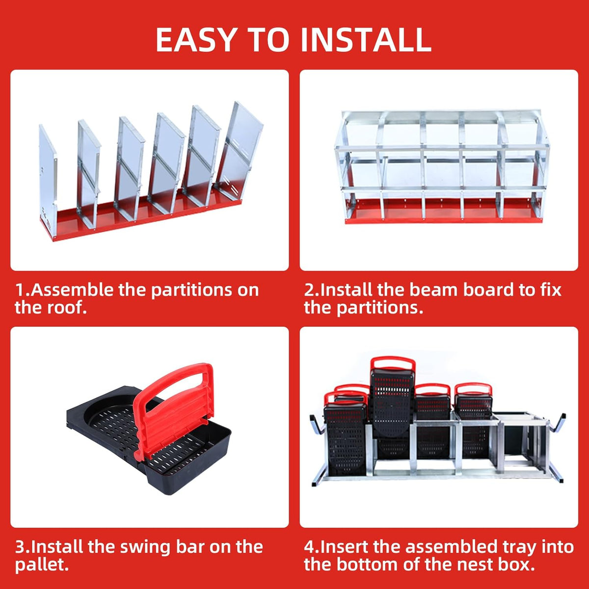 Chicken Nesting Box, 8 Hole 2 Layer Hen Nest Boxes with Legs, Roll Away Eggs Laying Boxes,Cleanable Pull Out Hen Roosting Boxes